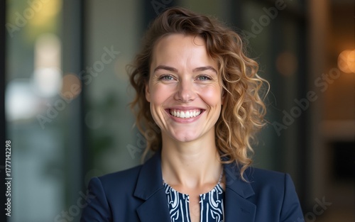 Portrait of a woman with a financial expert who is ecstatic about the success of her accountancy firm. Investor, finance, and female accountant in her company's entrance for investment and trade