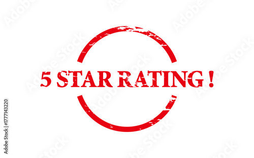 5 STAR RATING ! - 5 STAR RATING ! text written on Red Rubber Stamp 
