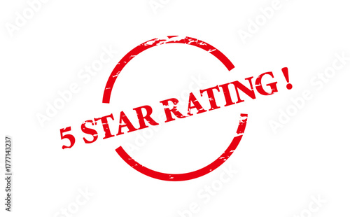 5 STAR RATING ! - 5 STAR RATING ! text written on Red Rubber Stamp 
