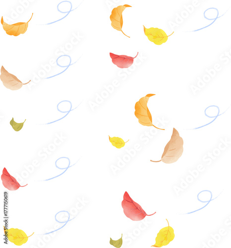 風に舞う落ち葉のイラスト
