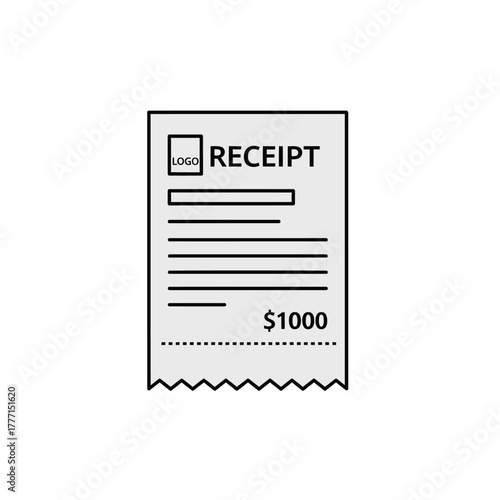 Invoice icon, Receipt icon, Financial document icon, Payment icon, Transaction icon, Business icon