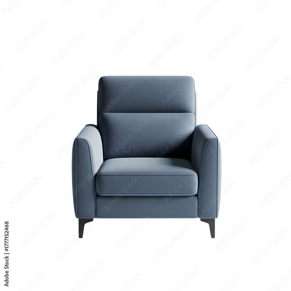 Fototapeta premium Comfortable modern blue armchair isolated for design