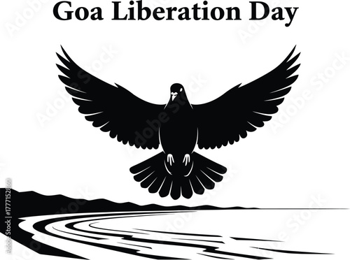 Soaring bird above winding road for goa liberation day