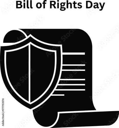 Shield and document for bill of rights day