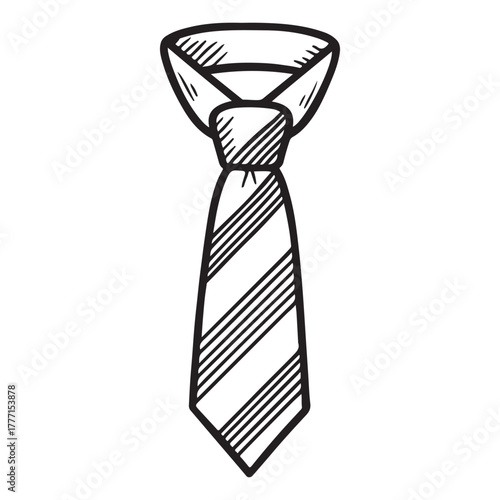 striped necktie line art vector