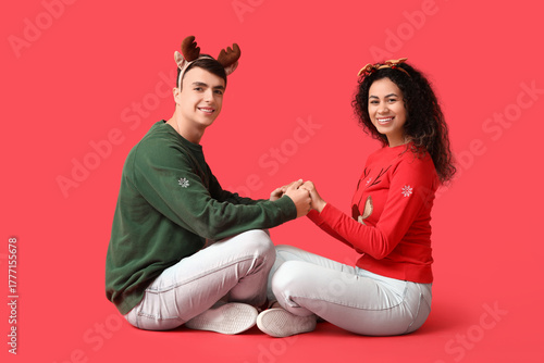 Happy young couple in Chris...