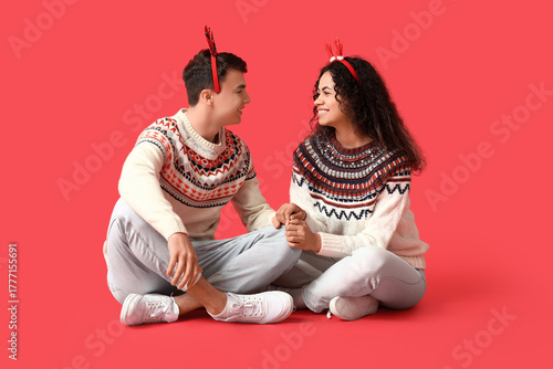 Happy young couple in Chris...