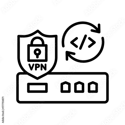 Updated VPN Router Icon with Rotating Arrows and Program Symbol