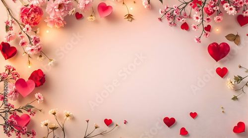 Red rose petals frame with blank space