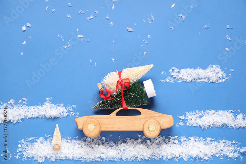 Toy wooden car with small C...