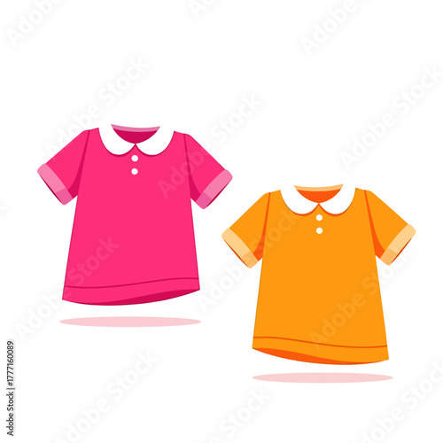 Two Cute Cartoon Children's Dresses or Tunics with Peter Pan Collars