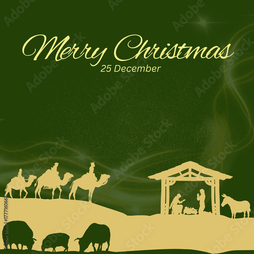 Merry Christmas, Post Green And Golden