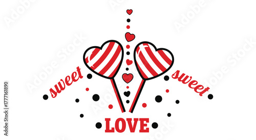 Sweet love heart lollipop valentine's day candy graphic design art