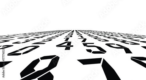 Black and white numbers pattern background perspective illustration