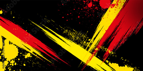 Abstract red and yellow sports racing concept. Grunge banner background illustration.