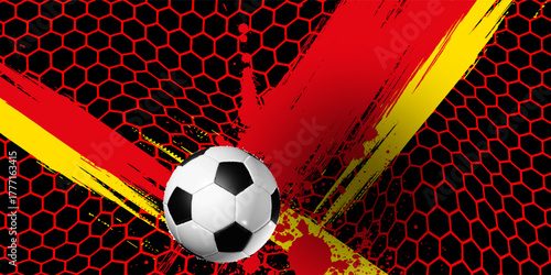 Vector Realistic soccer ball or football ball in net on black background. 3d Style vector Ball.