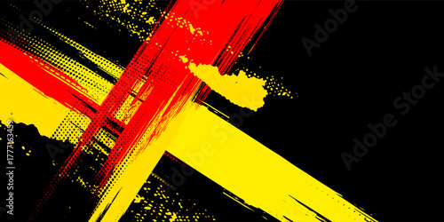 Abstract red and yellow sports racing concept. Grunge banner background illustration.