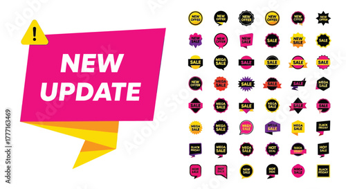 New update and mega sale offers vector design for promotion banner