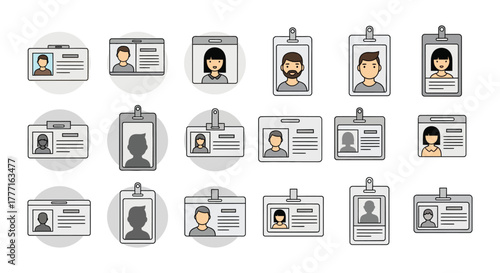 Employee id badge vector set identification cards access pass template
