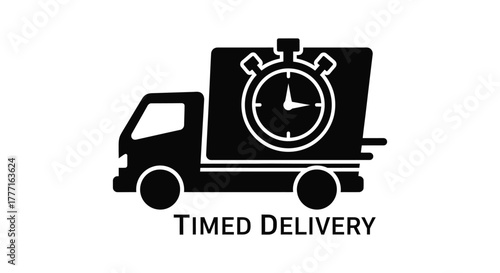 Fast delivery truck with timer express shipping service concept icon