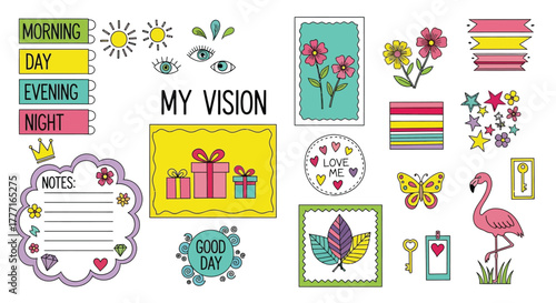 Vision board stickers digital scrapbook elements planner supplies