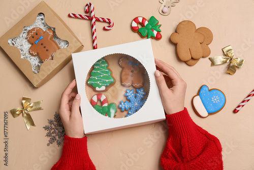 Female hands with gift boxe...