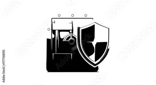 Secure vault combined with protective shield symbolizing data safety and financial security for modern businesses and digital assets