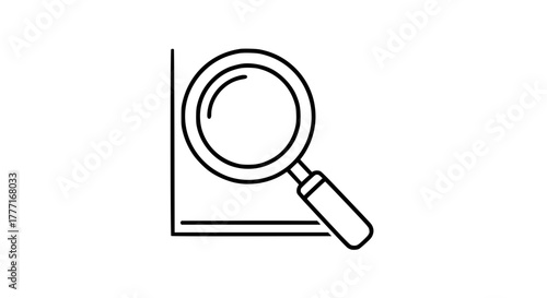 Magnifying glass closely examining a simple line graph for insightful data analysis and business research exploration, perfect for financial reports and strategic planning visuals.