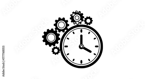 Modern clock face with interconnected gears symbolizing efficiency, progress, and the intricate workings of time management and mechanical systems