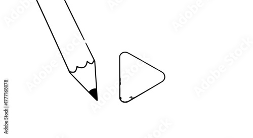 Creative process begins with a pencil drawing a play button, symbolizing content creation and digital media production, perfect for technology and design concepts.