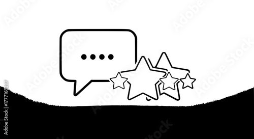 Five star rating with speech bubble symbolizing excellent customer feedback and communication for business success and positive reviews