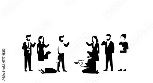 Diverse business professionals collaborating and presenting ideas in dynamic team meetings, fostering innovation and growth with modern communication styles.