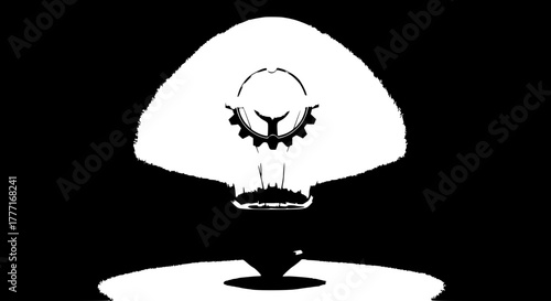 Symbolizing innovation and forward momentum with a dynamic gear and lightbulb fusion, perfect for tech startups and creative concepts