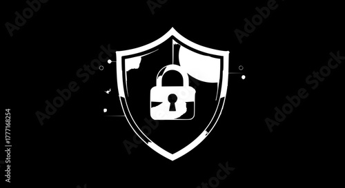 Solid shield icon with secure padlock symbolizes protection and robust data privacy for modern digital security solutions and cybersecurity strategies.