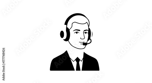 Professional businessman wearing headset ready to assist clients, conveying expertise and modern communication for customer support and business services.