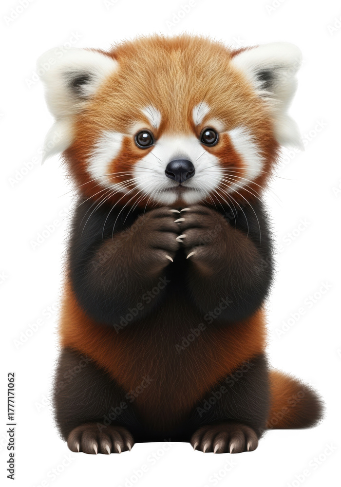 Obraz premium Cute red panda clipart illustration, adorable animal graphic, mammal wildlife design element, digital art, png image isolated on transparent background