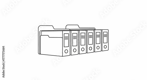 Outline icon set of office folders simple line vector illustration for document management and organization isolated on white background