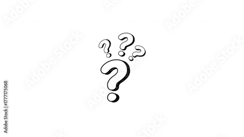 Animated hand drawn question mark on transparent background. 4K Video