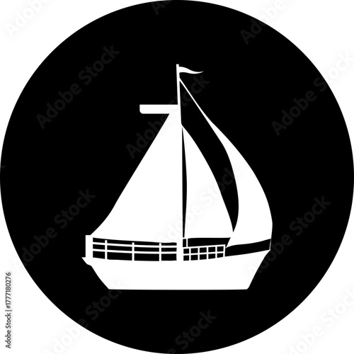 Sailing icon for nautical adventures, a symbol of freedom and exploration, perfect for travel blogs, coastal businesses, or maritime-themed projects