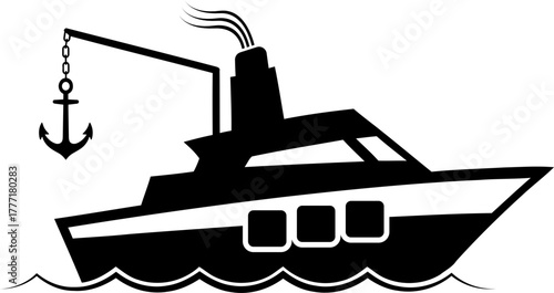 Nautical adventure awaits with this bold ship graphic, perfect for travel logos, ocean themes, and maritime designs, originally a scalable vector graphic