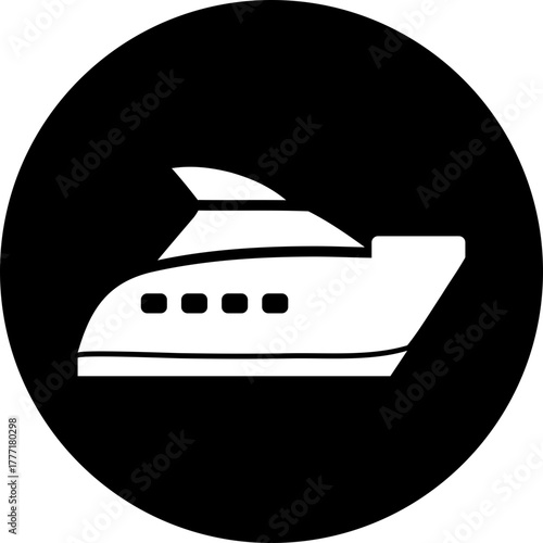 Luxury yacht icon ready for summer travel adventures, a symbol of wealth and freedom, perfect for travel and lifestyle brands, scalable design