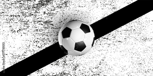 A classic football on the ground. 3d illustration.