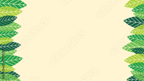 Green leaf frame background with natural foliage texture. Eco border design for organic products and botanical themes.