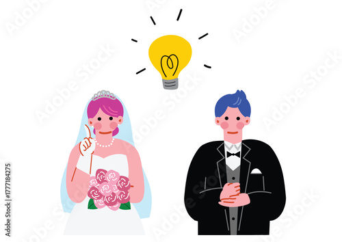 アイディアを閃く新郎新婦