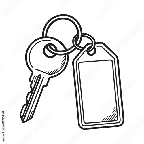 name tag keychain line art vector