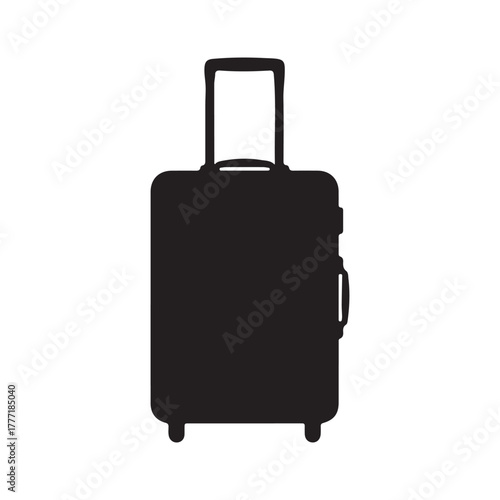 Black Travel Suitcase Icon Isolated on White Background - Modern Luggage Vector Illustration