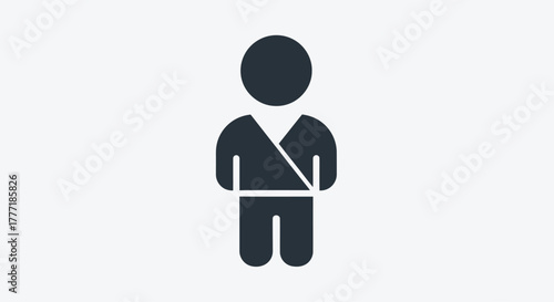 Person with arm sling icon simple flat glyph isolated on white background for medical or injury concepts