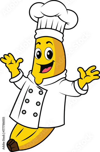 Banana chef character Vector, illustration
