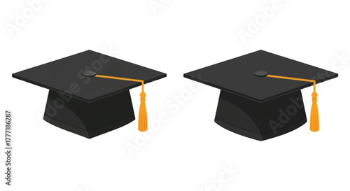 Two graduation caps with tassels a illustration for academic achievement perfect for graduation announcements and educational materials
