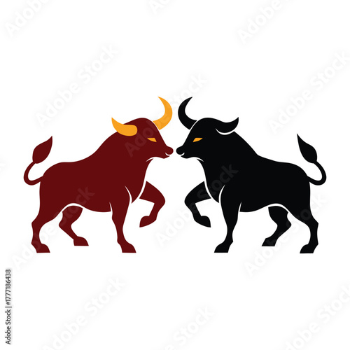 bulls fighting vector art